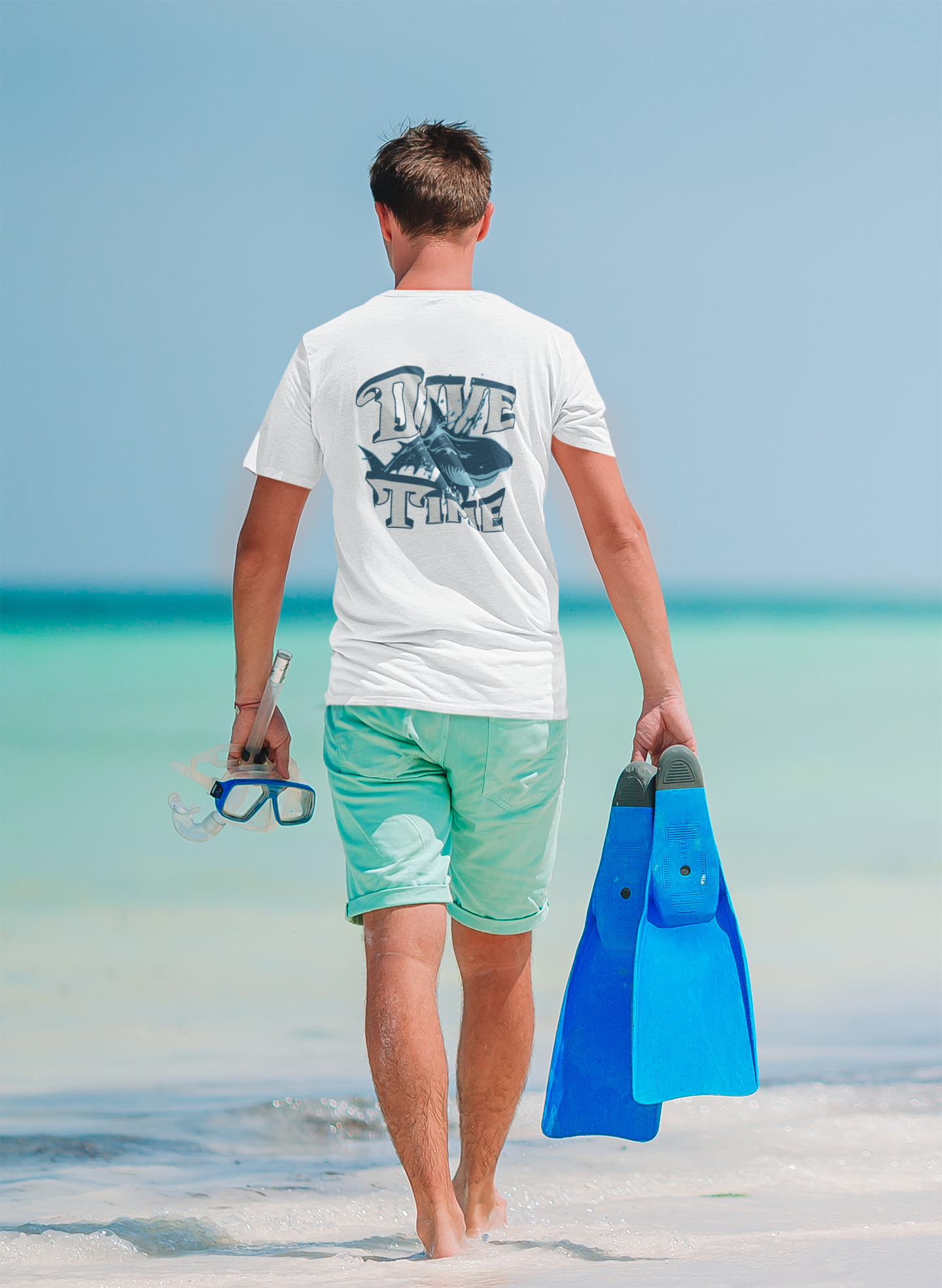 Dive Time – Unisex T-Shirt mit Hai-Motiv (Rückendruck)