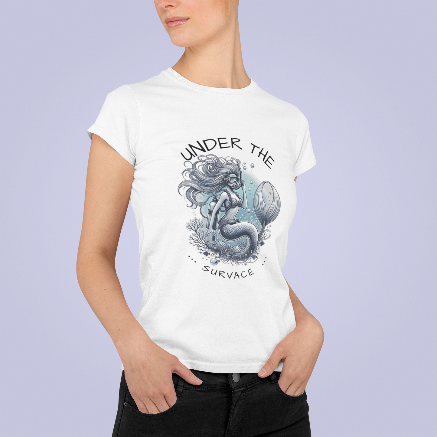 Under the Surface – Damen T-Shirt mit Meerjungfrau-Motiv