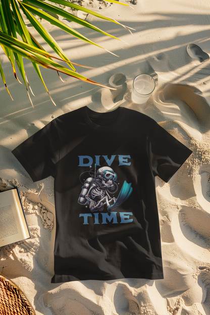 Dive Time – Unisex T-Shirt mit Taucher-Skelett-Design